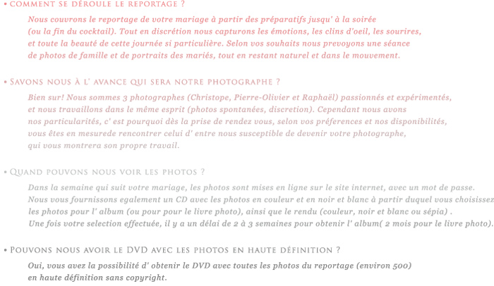 questions au photographe de mariage